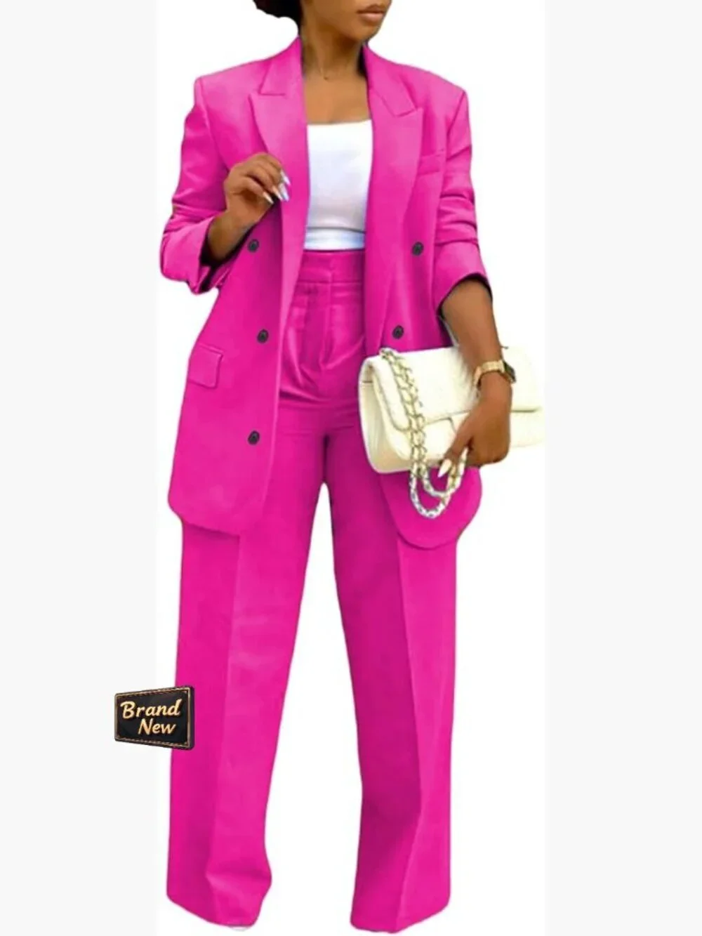 Business Casual Suit Set Blazer and Straight Leg Pants